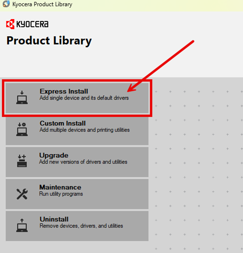 Install Kyocera KX print driver on a Windows device